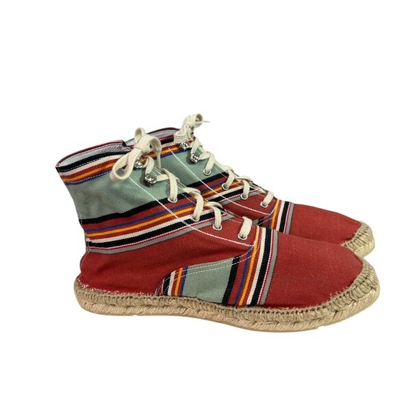 Cousu Main France Hi Top Lace Up Espadrilles Striped Size EU 41, US Women's 10 - Picture 3 of 9